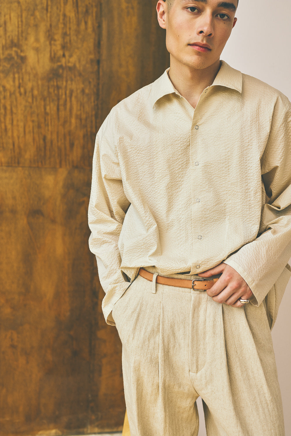 Oversized Snap Shirt - Oat – Devlyn van Loon