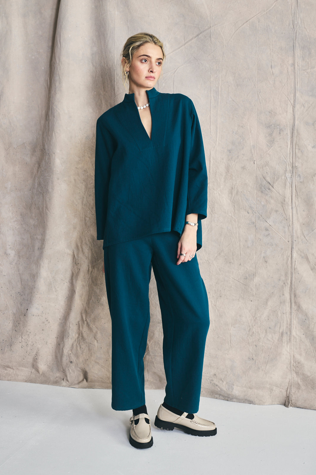 Collared Pullover - Cotton and Wool Blend