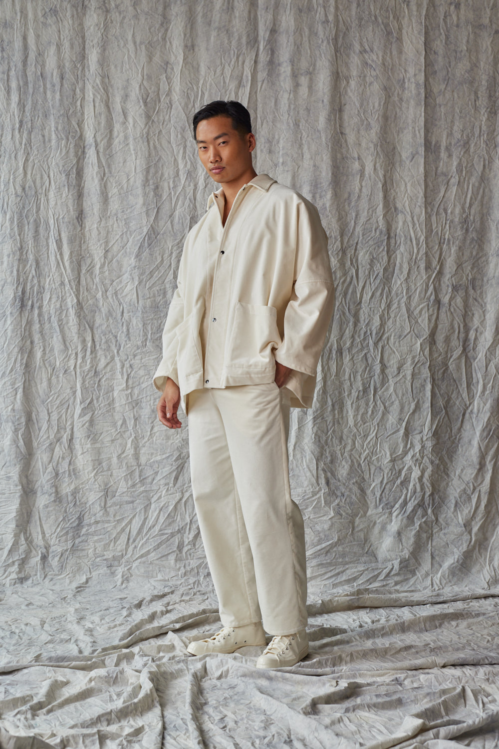 Column Pant - Ivory Velvet