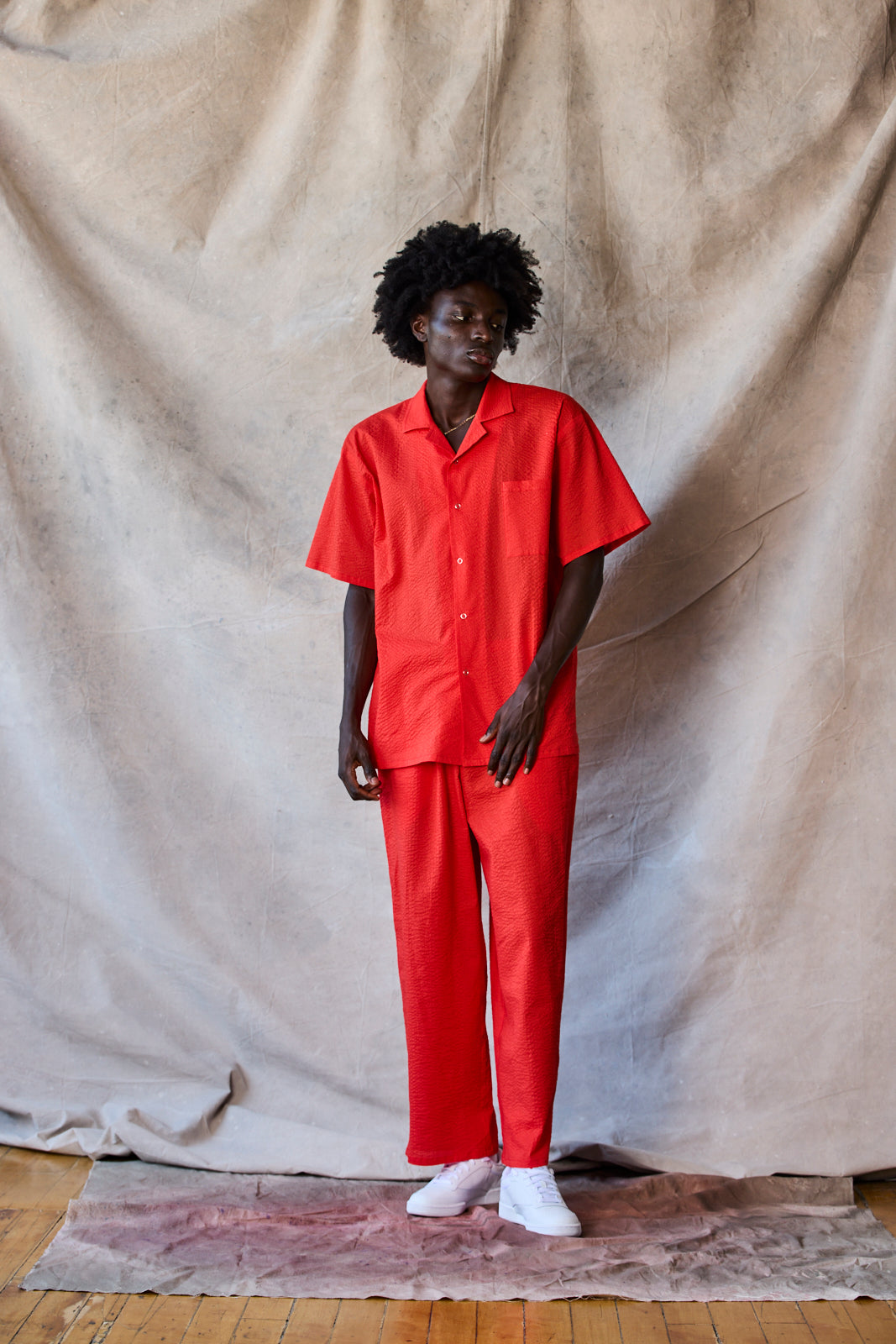 Slim Camp Collar Shirt - Tomato