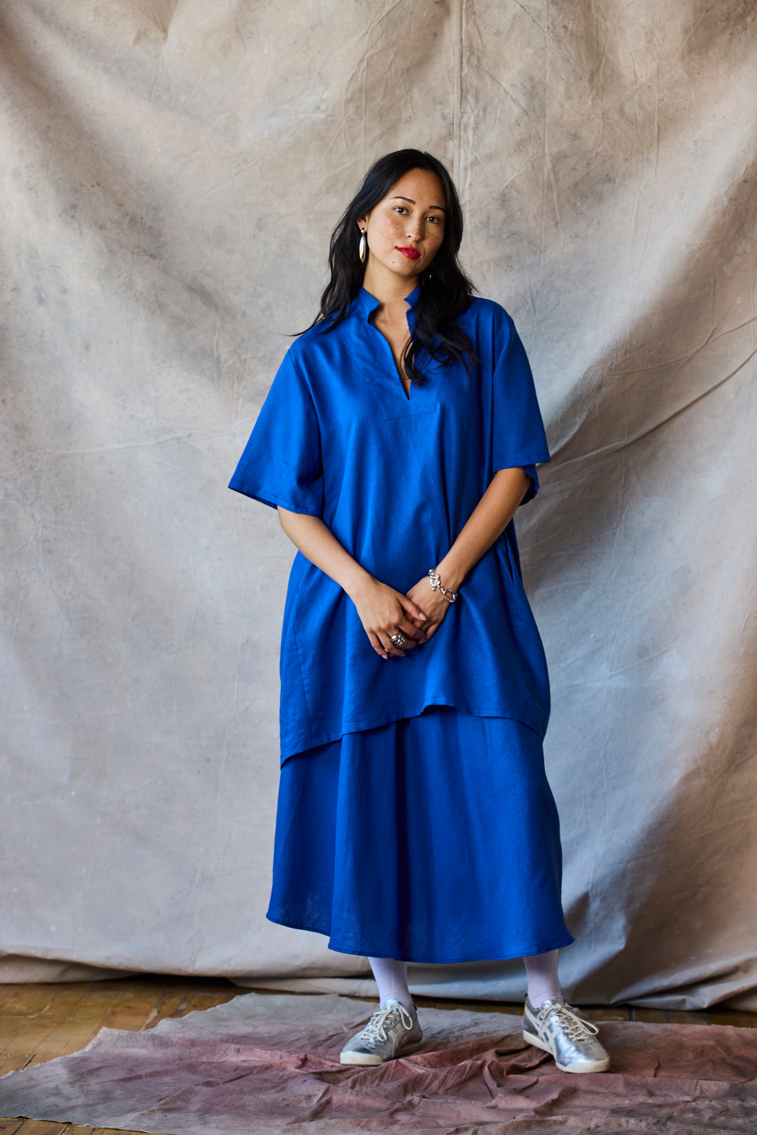 Collared Pullover Dress - Lapis