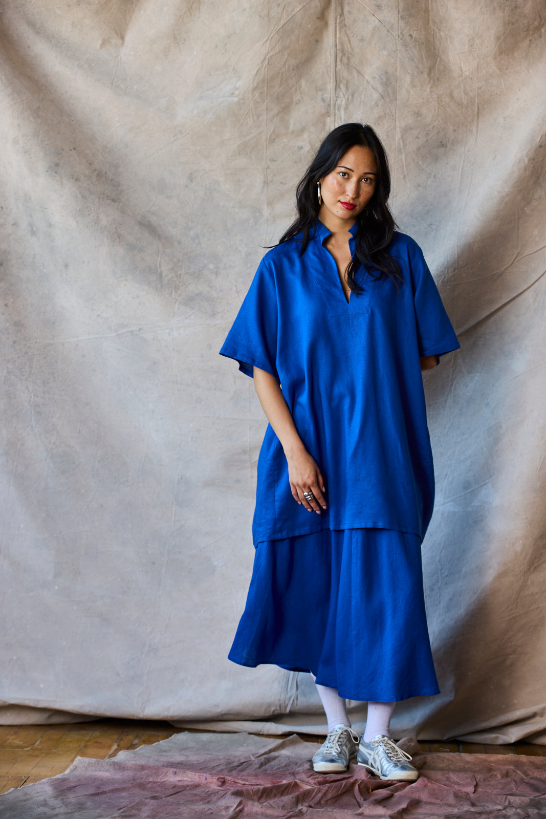Collared Pullover Dress - Lapis