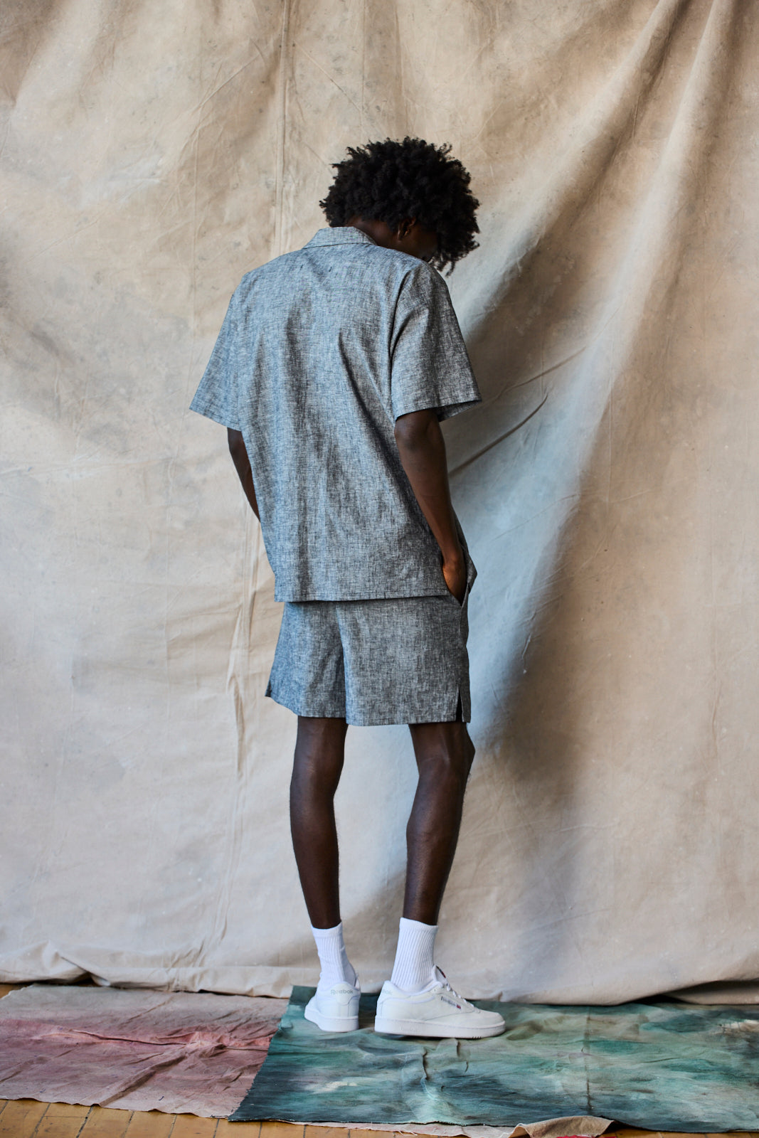 Chemise slim à col camp - Static