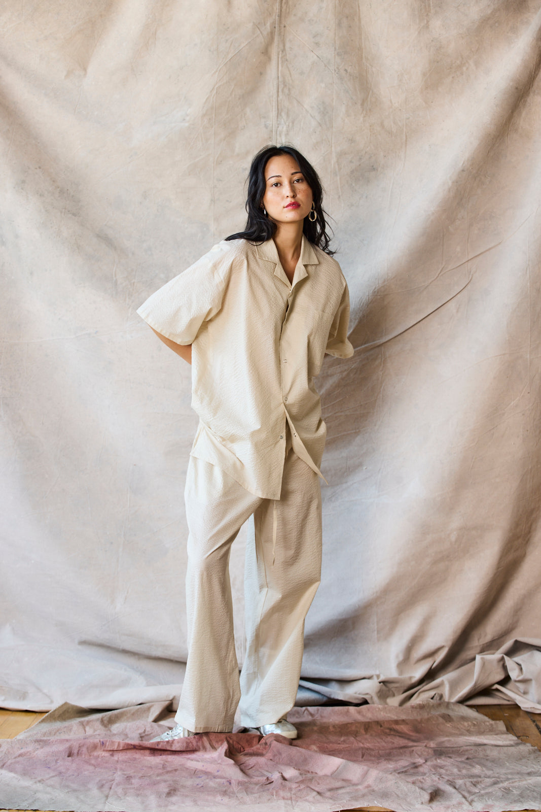 Slim Camp Collar Shirt - Oat