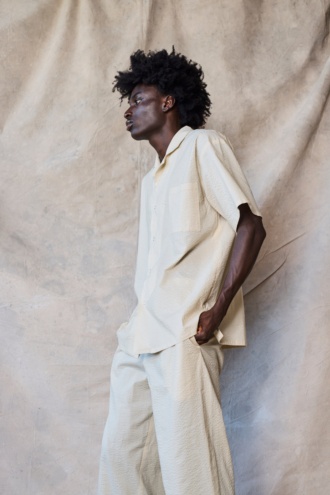 Slim Camp Collar Shirt - Oat