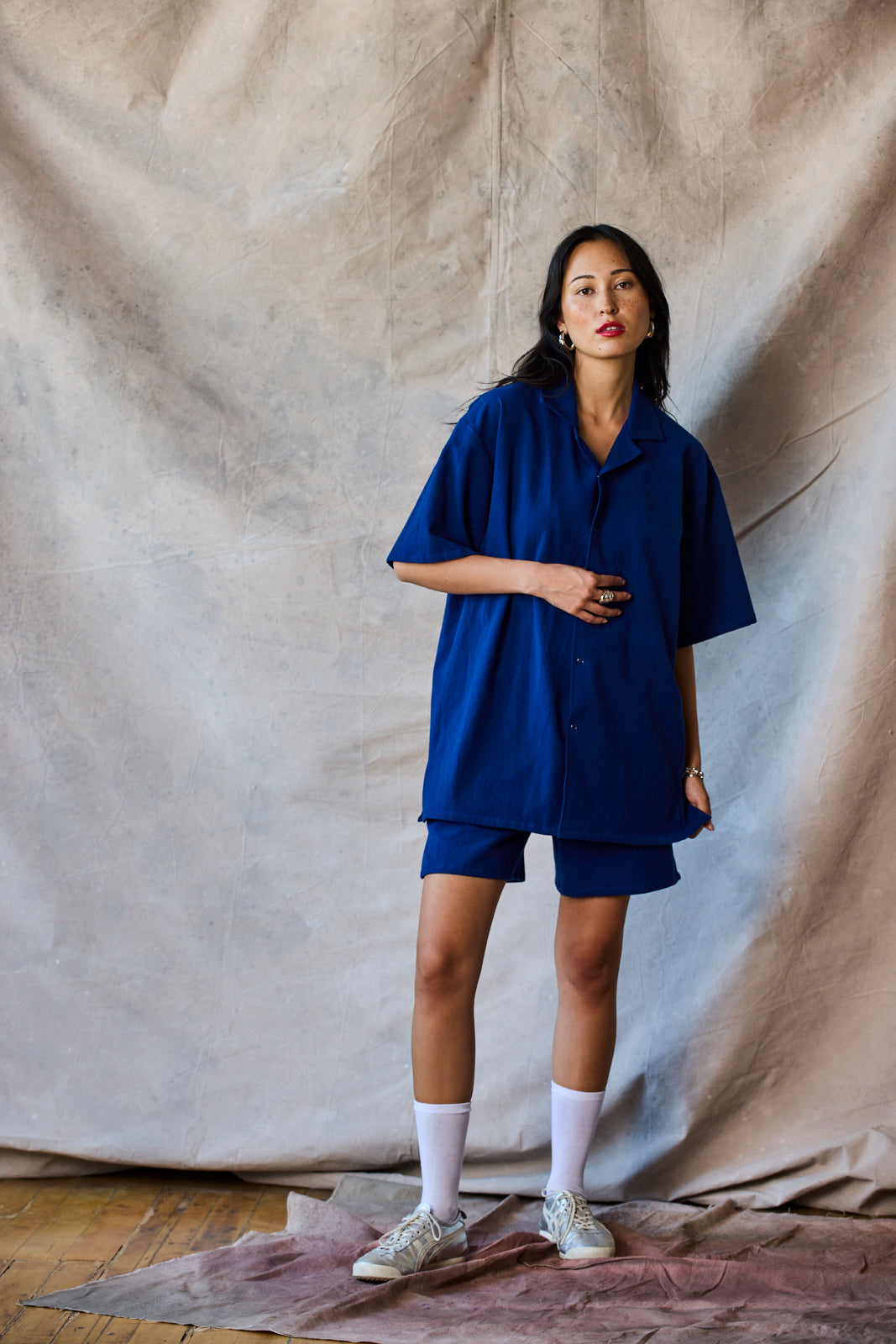 Slim Camp Collar Shirt - Marine