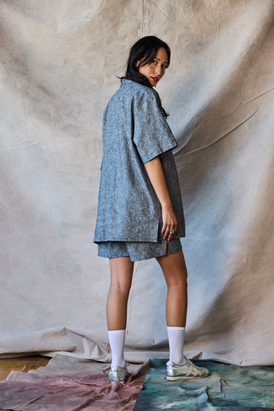 Chemise slim à col camp - Static