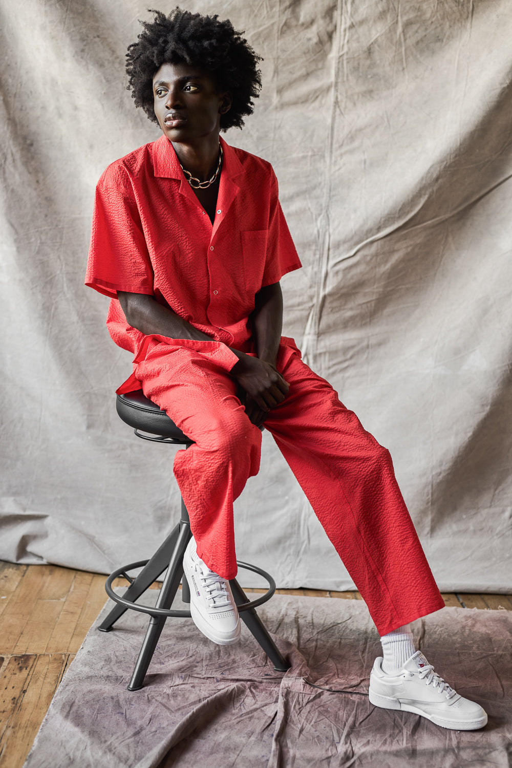 Slim Camp Collar Shirt - Tomato