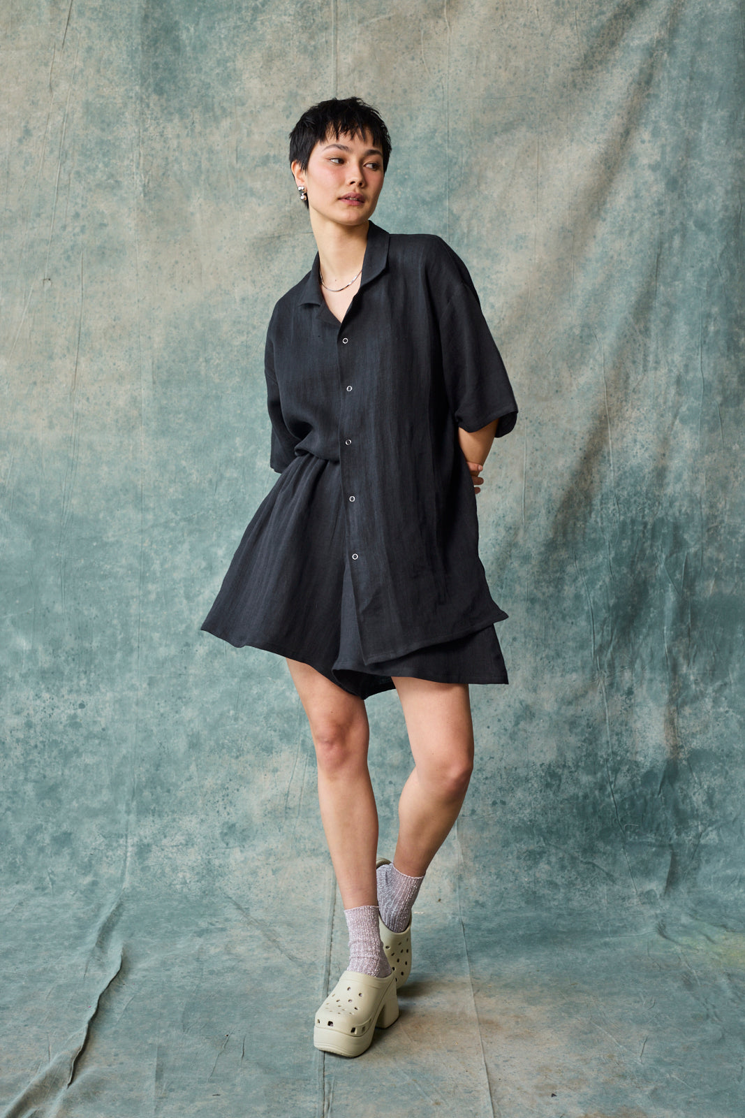 Culotte Short - Black Linen