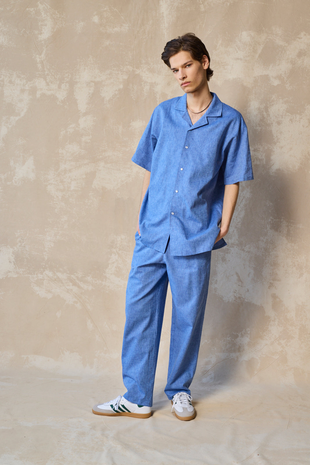 Slim Camp Collar Shirt - Cornflower