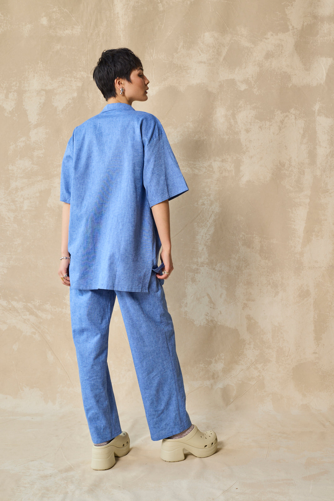 Slim Camp Collar Shirt - Cornflower