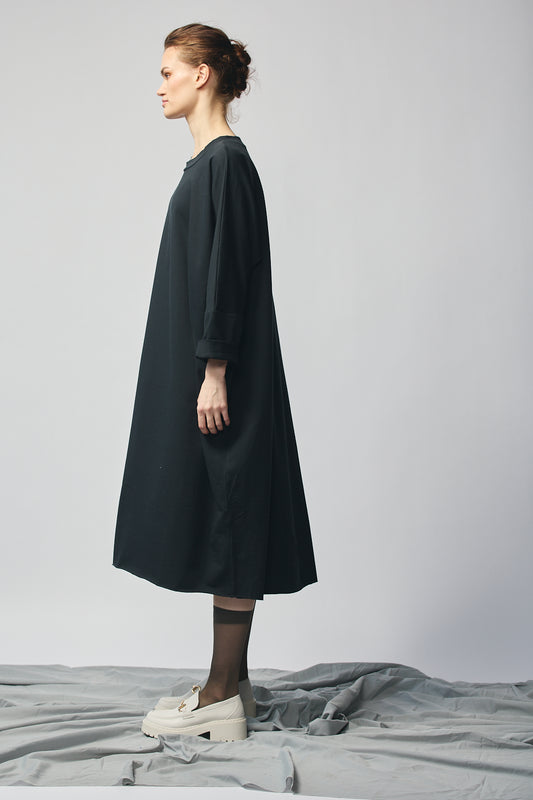 Pullover Sweatshirt Dress - Soft Black