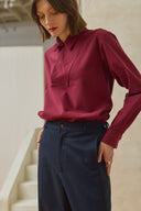 Lapped Collar Long-Sleeve - Cranberry