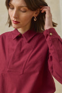 Lapped Collar Long-Sleeve - Cranberry