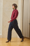 Lapped Collar Long-Sleeve - Cranberry