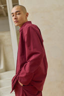 Oversized Snap Shirt - Cranberry