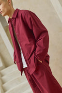 Oversized Snap Shirt - Cranberry