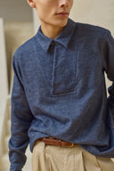 Lapped Collar Long-Sleeve - Indigo Twill