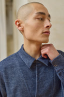 Lapped Collar Long-Sleeve - Indigo Twill