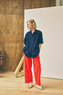 Oversized Snap Shirt - Navy Oxford