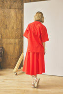 Flared Midi Skirt - Tomato