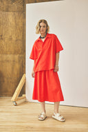 Flared Midi Skirt - Tomato