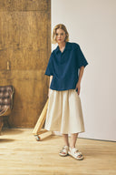 Chemise à col croisé - Bleu marine profond