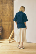 Chemise à col croisé - Bleu marine profond