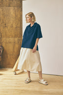 Chemise à col croisé - Bleu marine profond