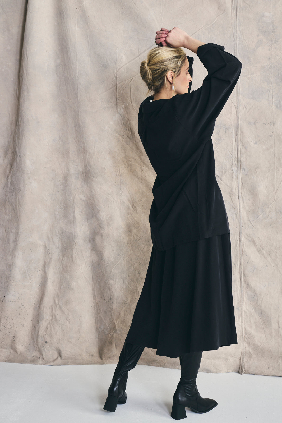 Flared Midi Skirt - Muted Black Preorder