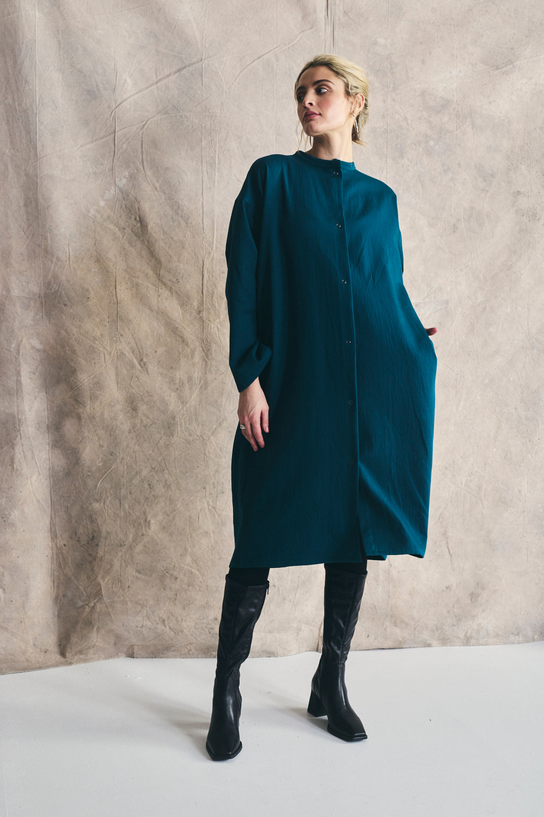 Pleated Shirtdress