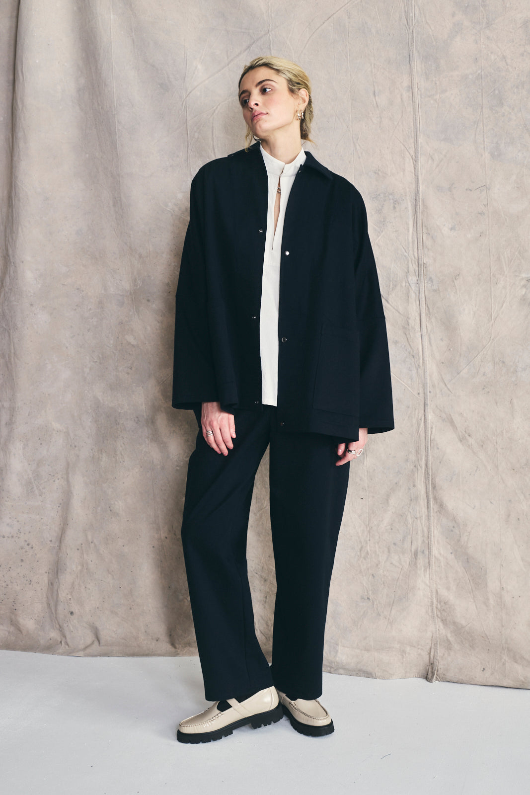 Oversized Shirt Jacket - Deep Navy