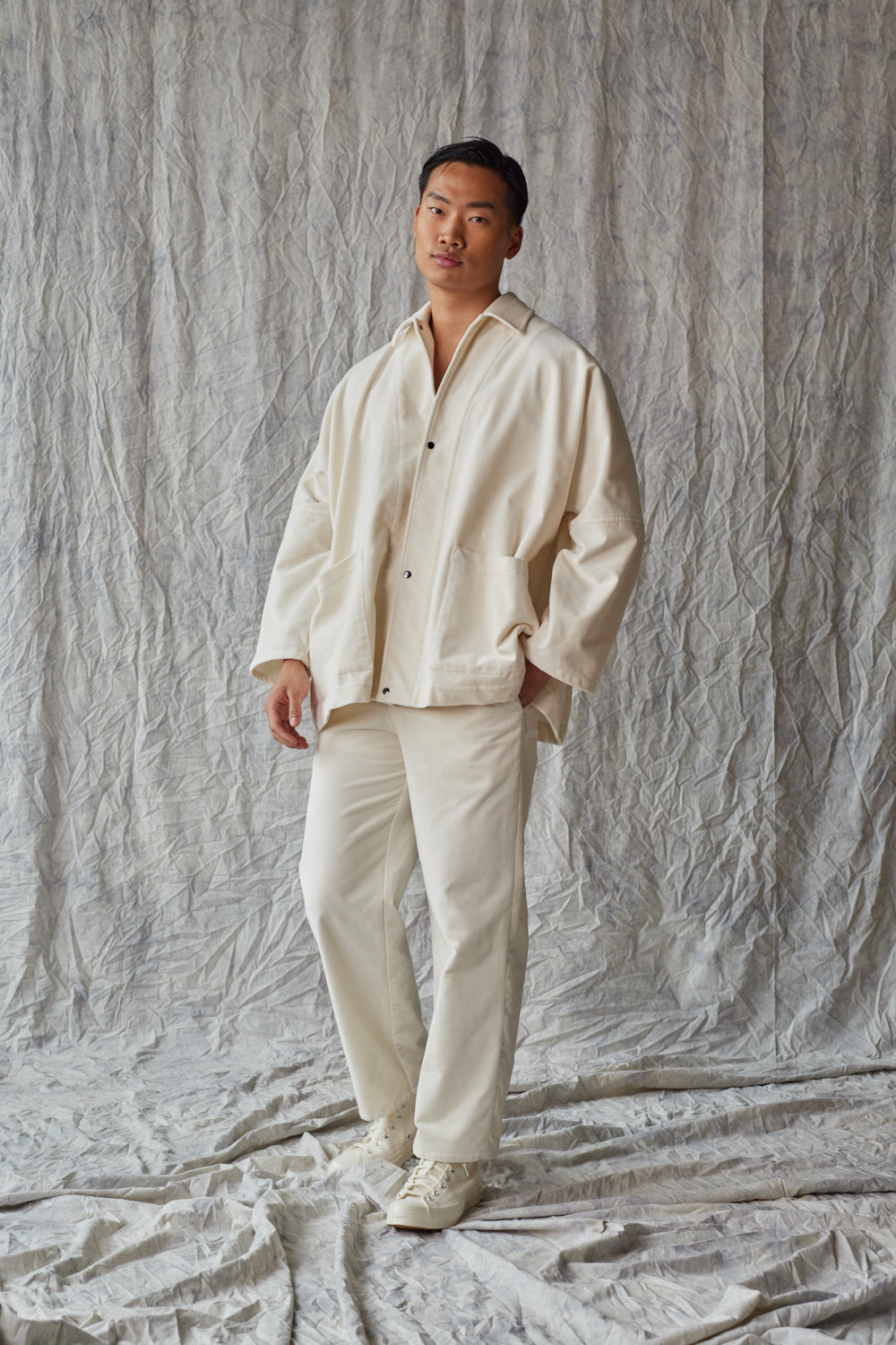 Veste chemise oversize - Velours ivoire