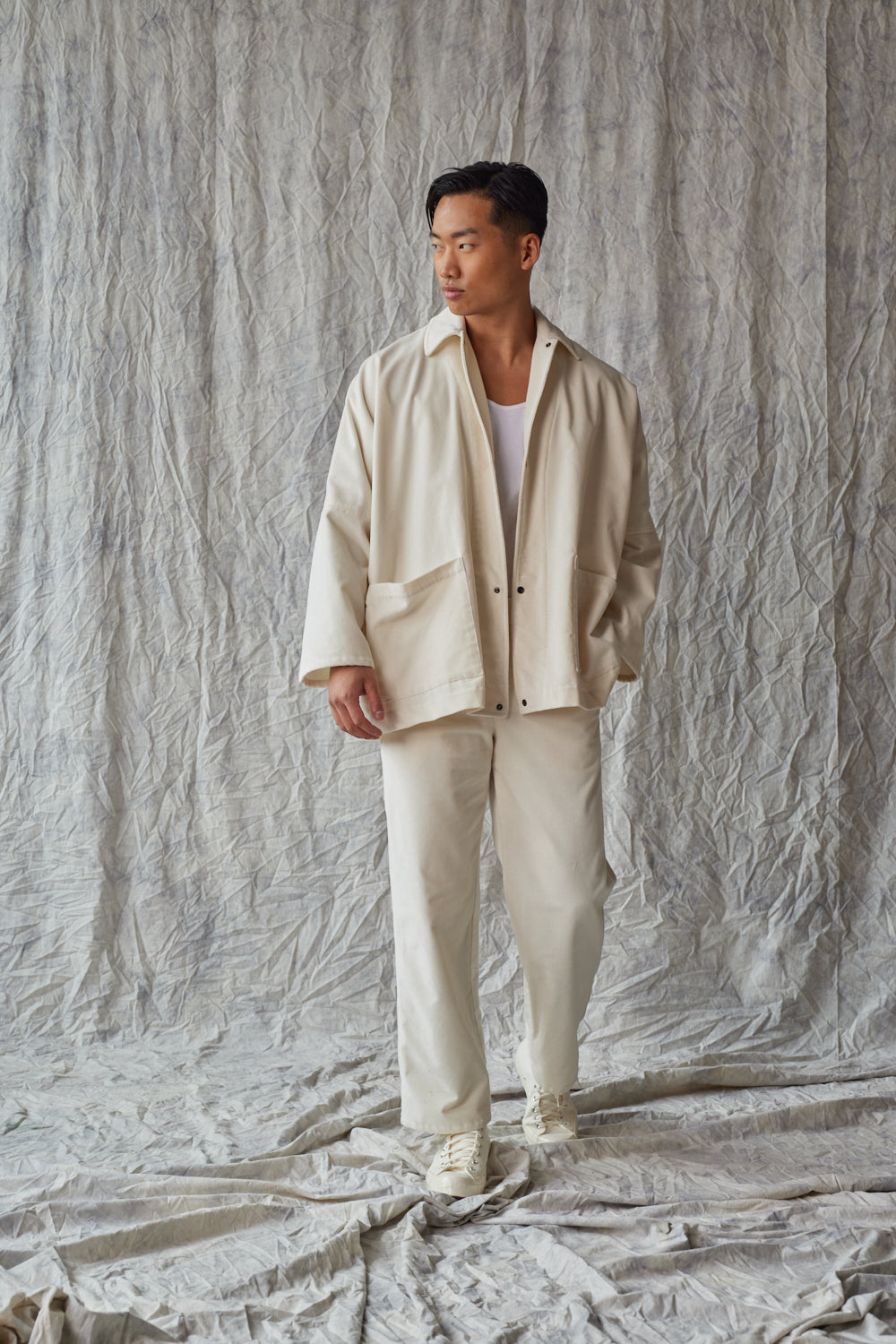 Veste chemise oversize - Velours ivoire