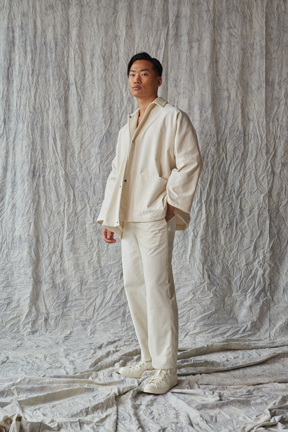 Veste chemise oversize - Velours ivoire