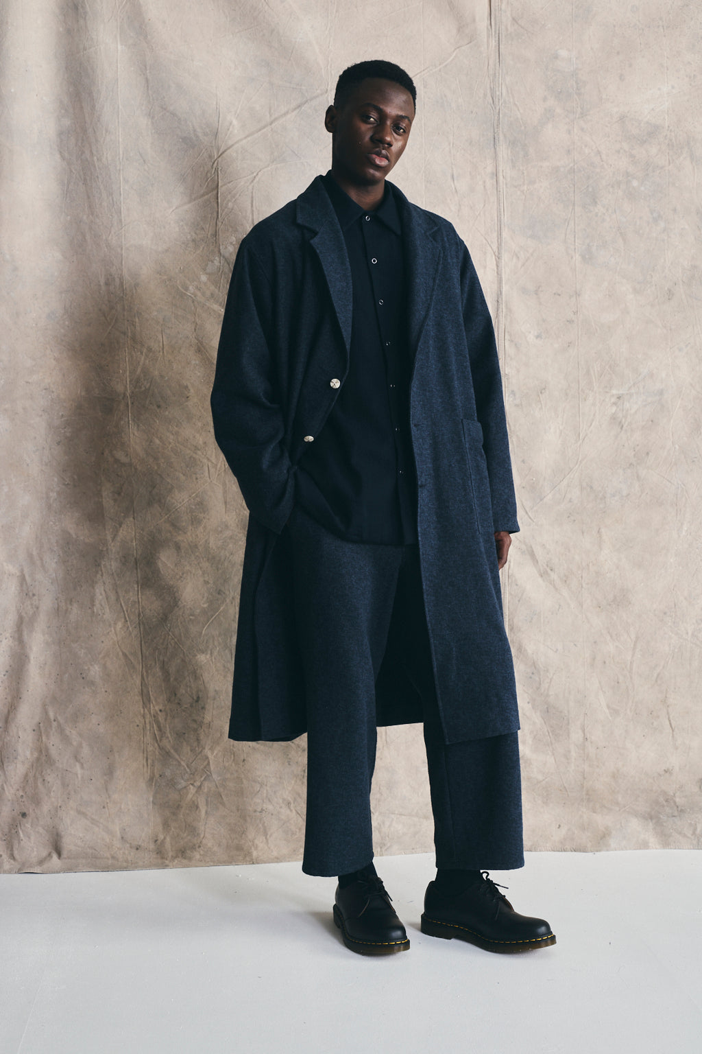 Relaxed Overcoat - Mixed Blue