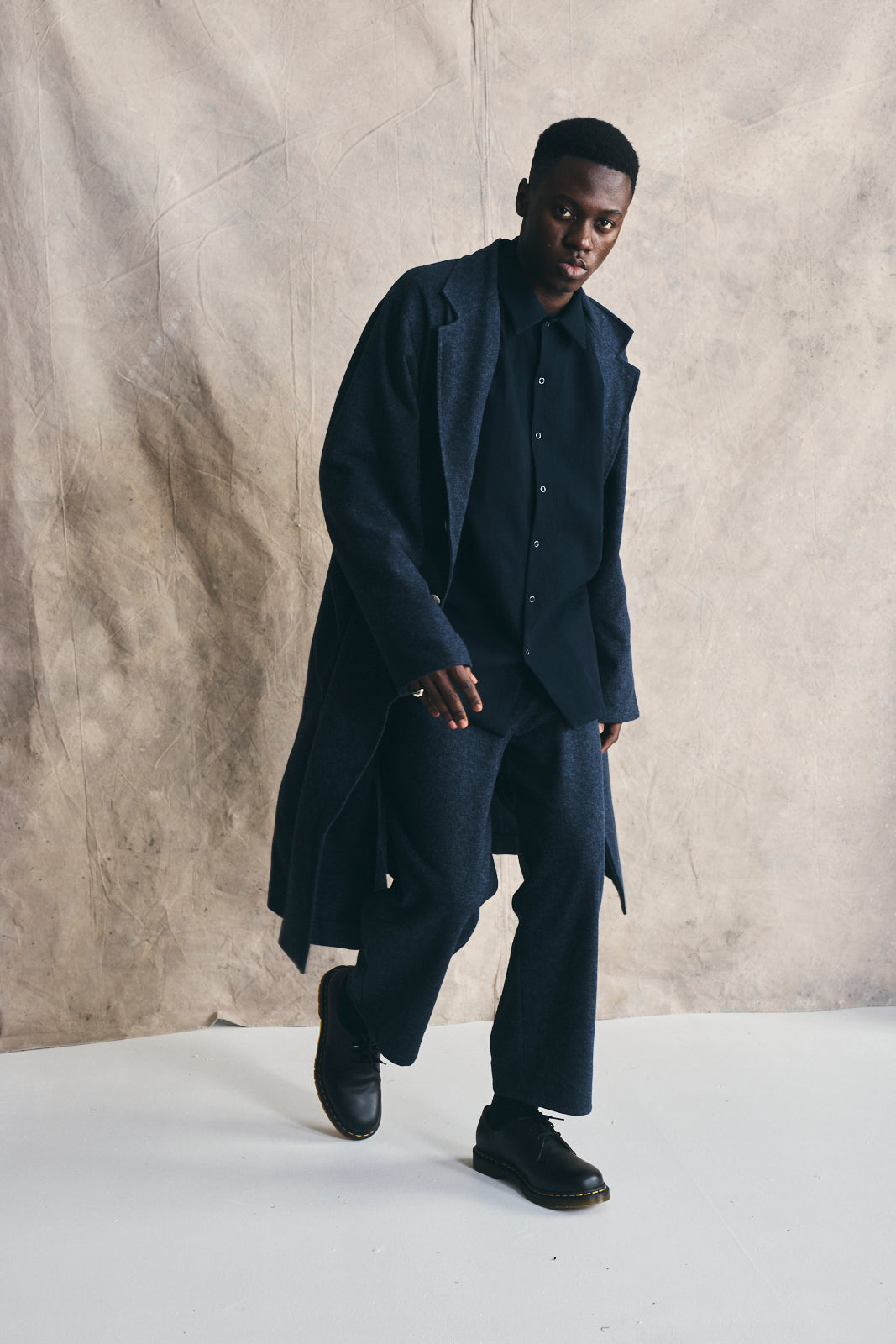 Relaxed Overcoat - Mixed Blue