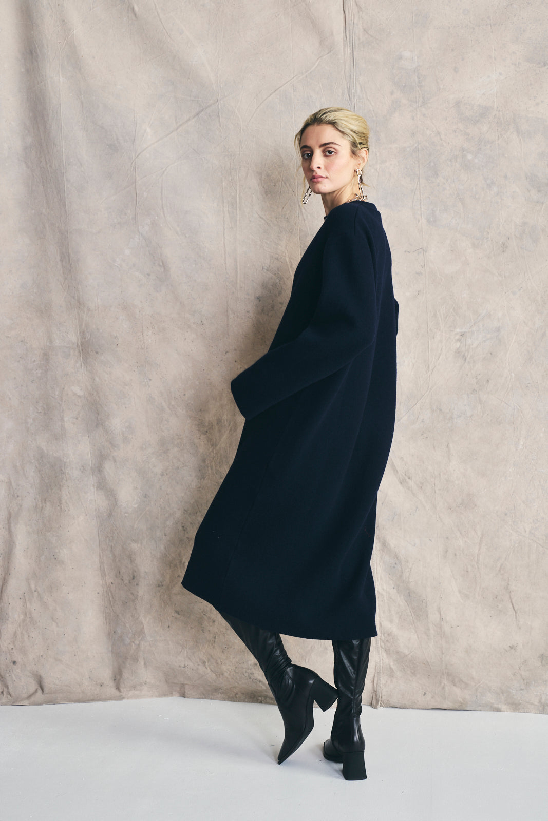 Sweater Dress - Navy Italian Wool