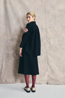 Flared Midi Skirt Cotton and Wool Blend