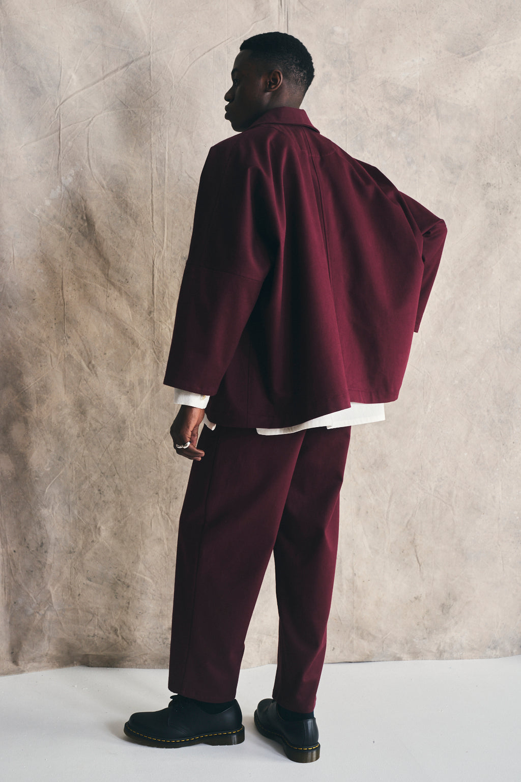 Oversized Shirt Jacket - Deep Cherry