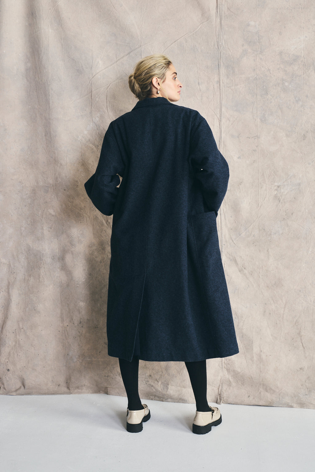Relaxed Overcoat - Mixed Blue