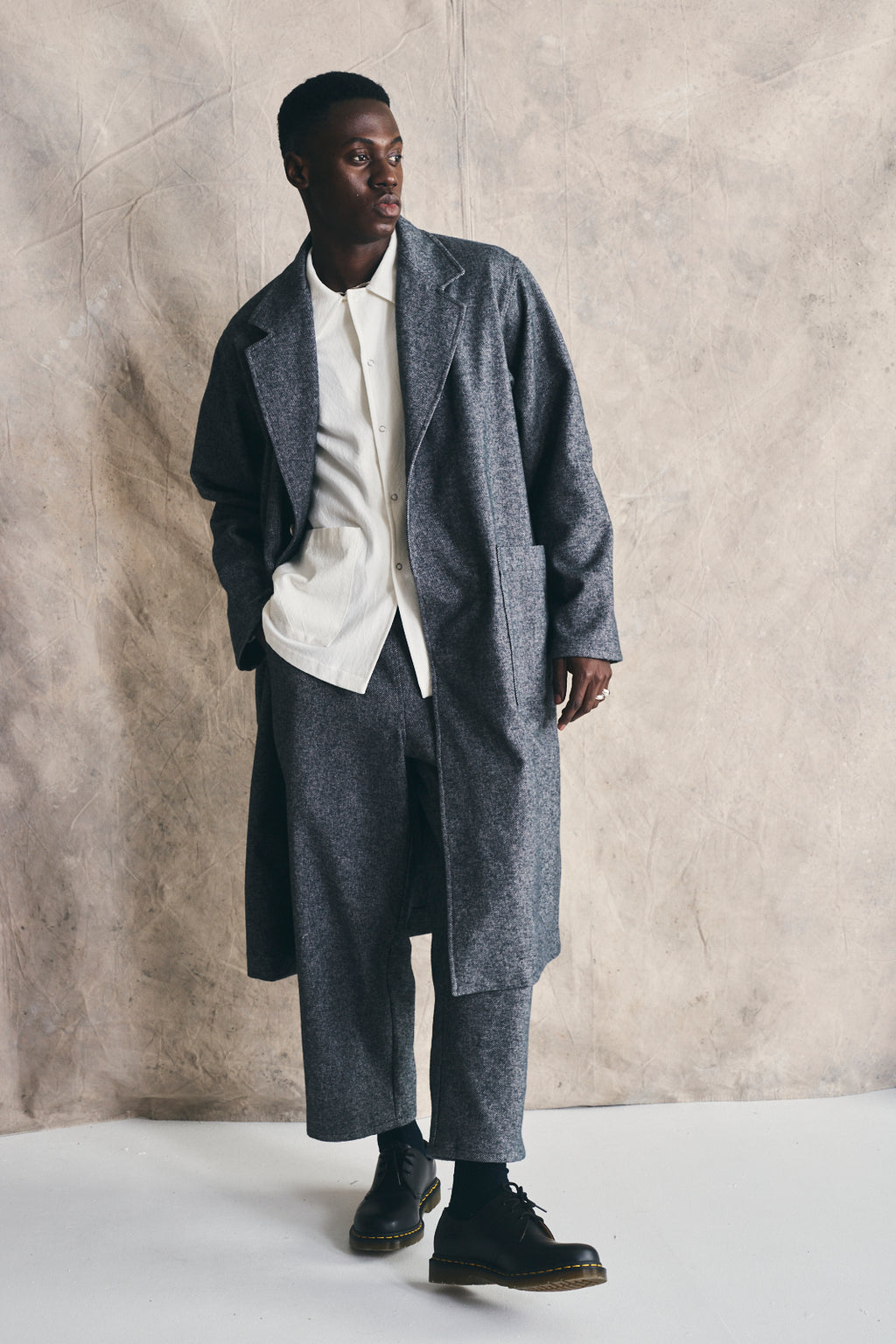 Relaxed Overcoat - Mixed Grey