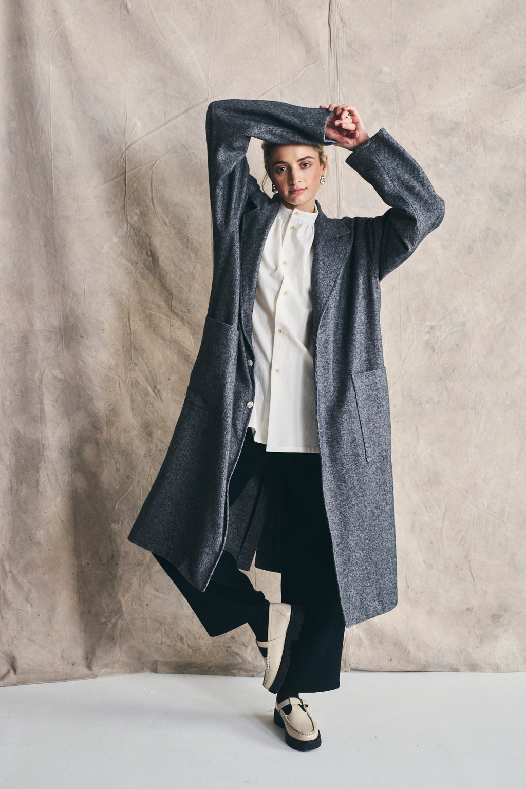 Relaxed Overcoat - Mixed Grey