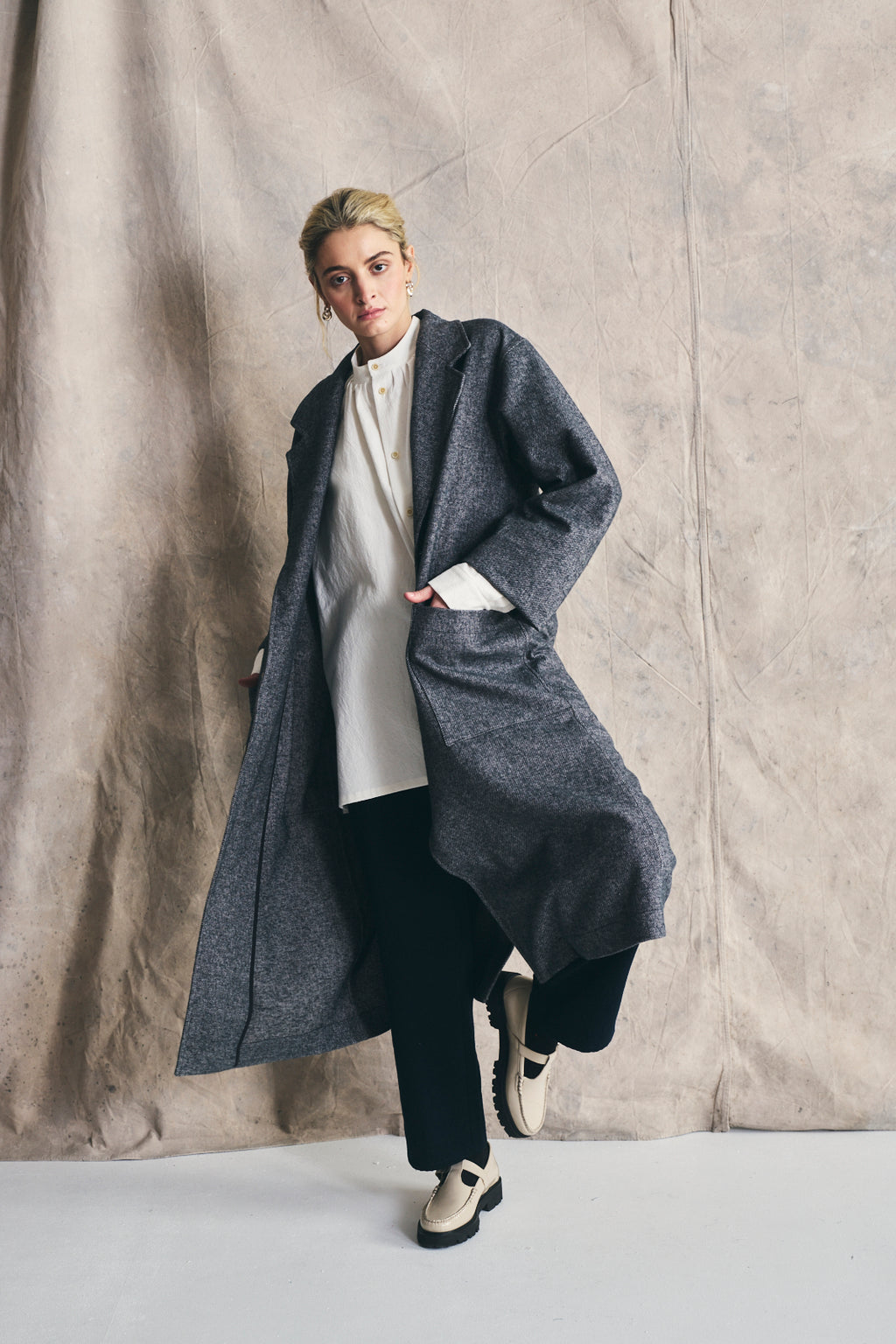 Relaxed Overcoat - Mixed Grey
