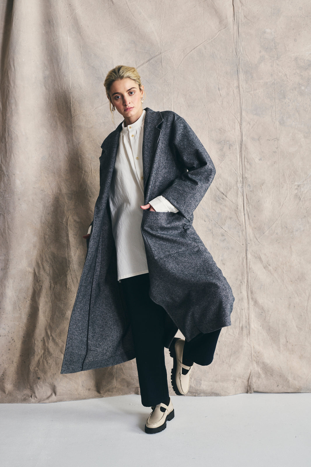 Relaxed Overcoat - Mixed Grey