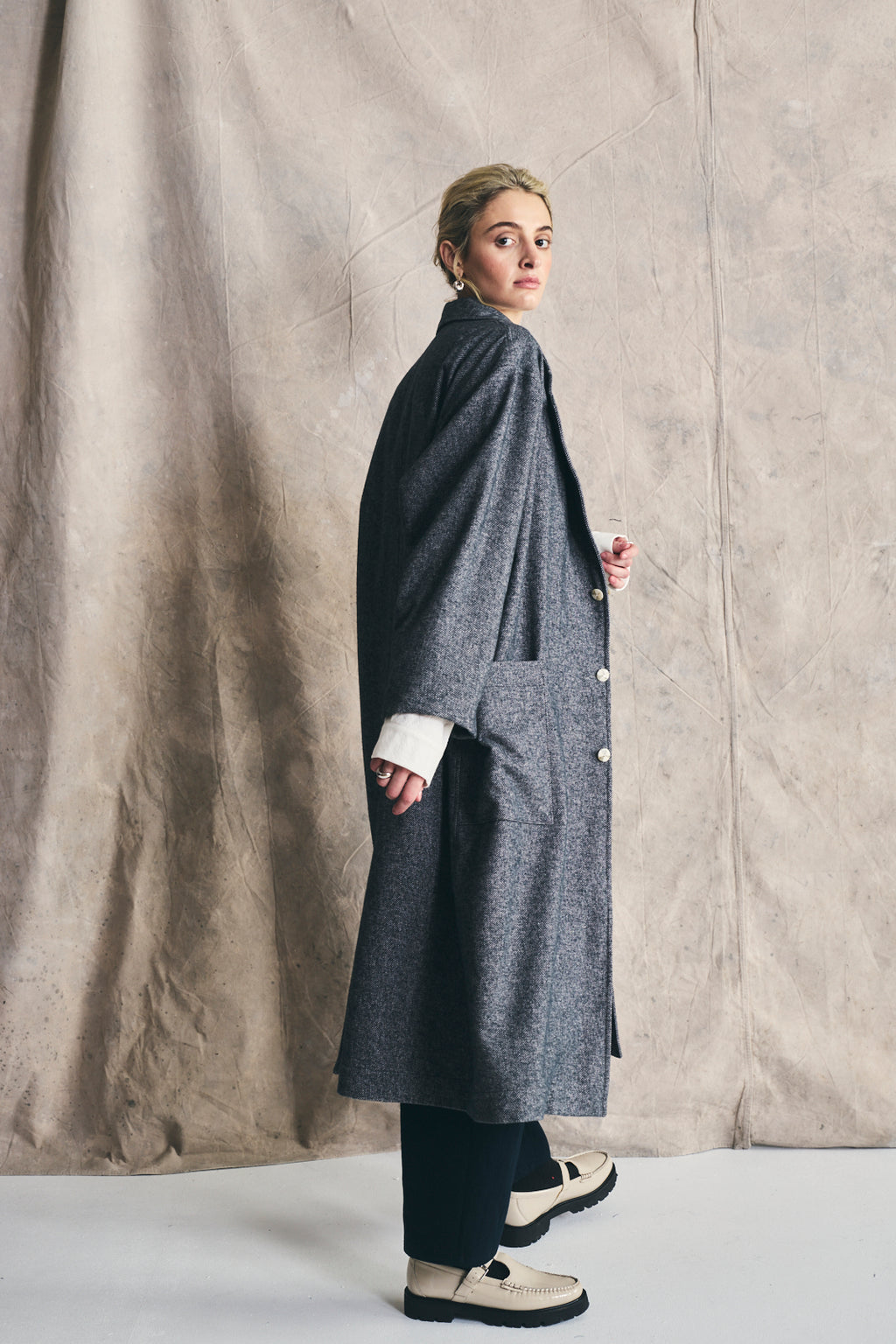 Relaxed Overcoat - Mixed Grey