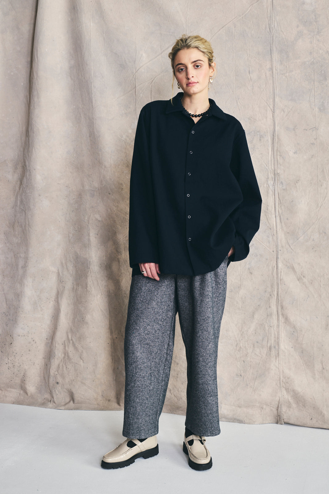 Unisex Snap Shirt - Cotton and Wool Blend