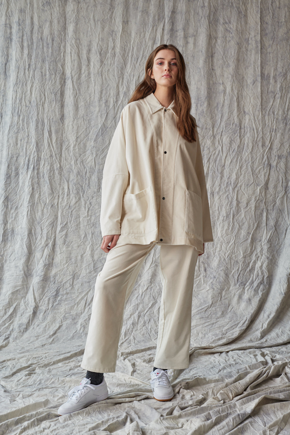 Veste chemise oversize - Velours ivoire