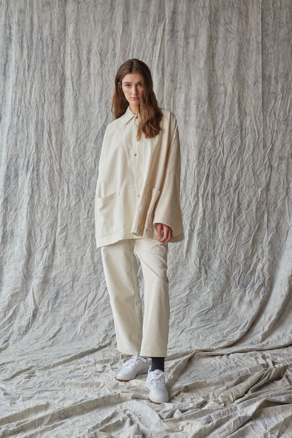 Veste chemise oversize - Velours ivoire
