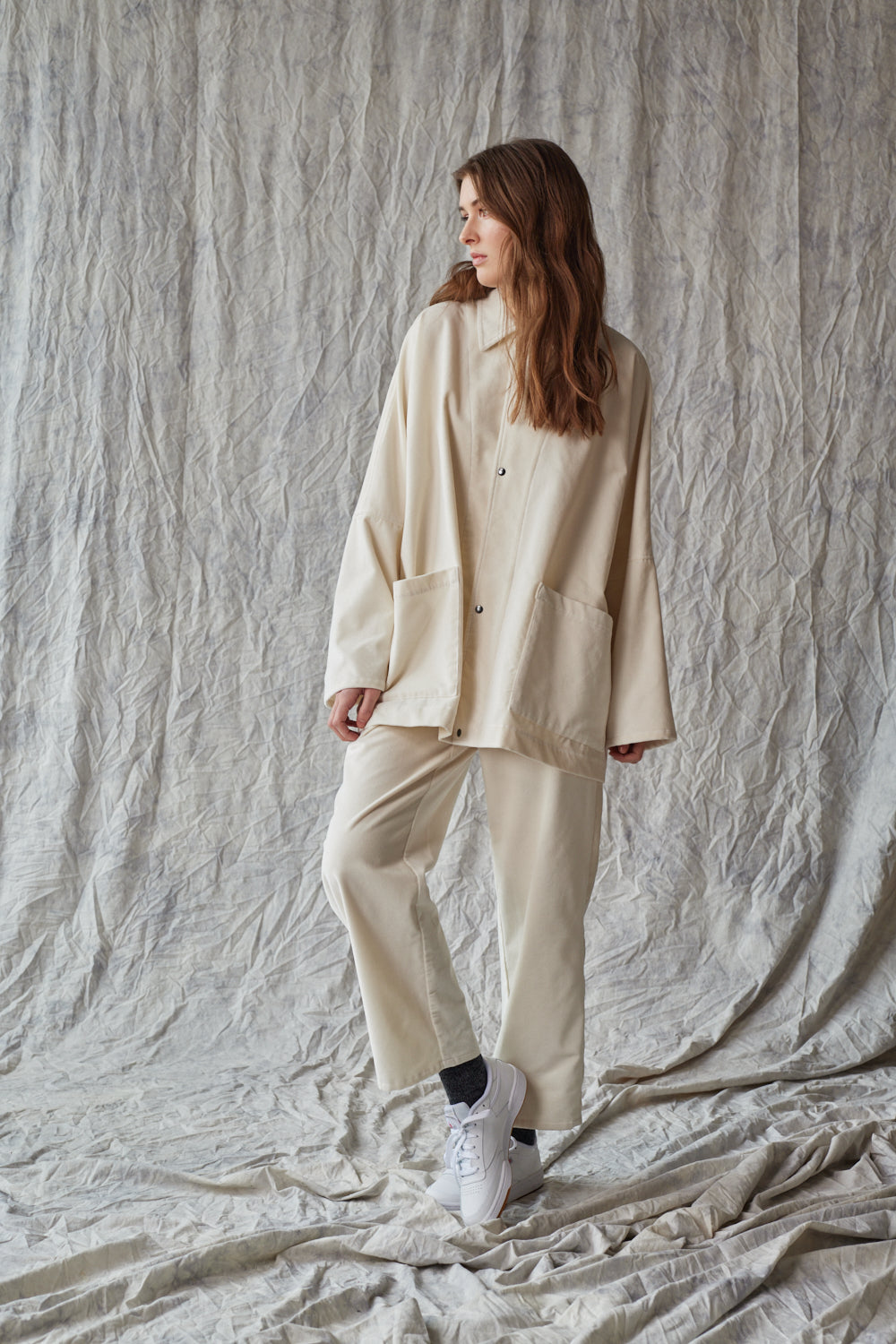 Veste chemise oversize - Velours ivoire
